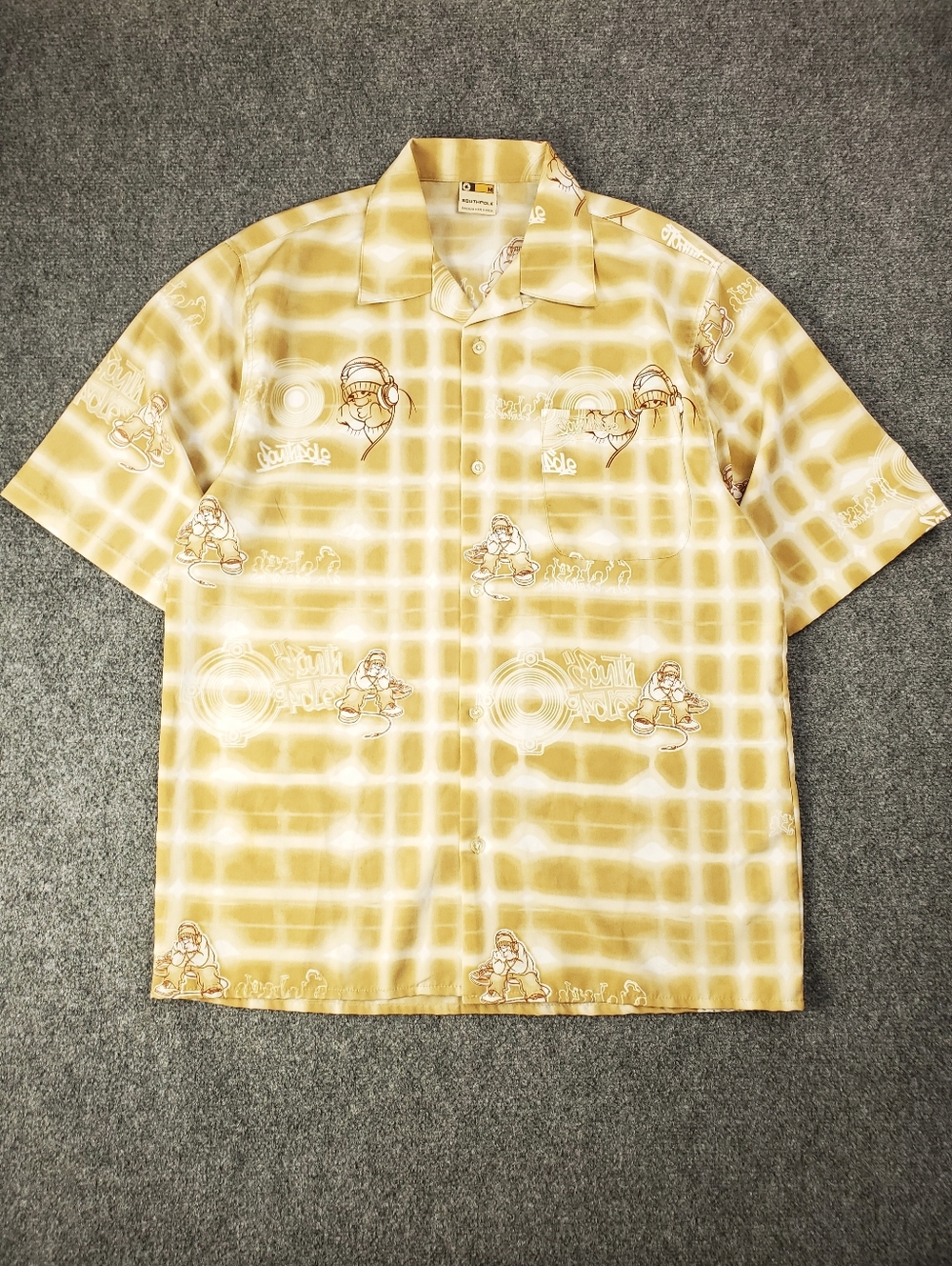 Vintage Y2K Southpole Camp Shirt Medium Fat Albert Print 90s Hip Hop Button Up